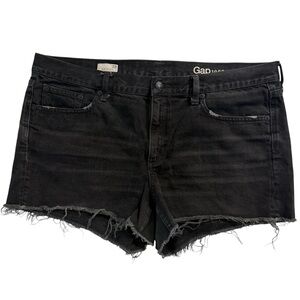 GAP 1968 Slim Shorts Black Frayed Hem Denim Shorts Size 33